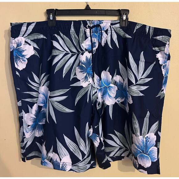 Mens Lands End navy blue/green swimming trunks size 2x - Picture 1 of 3